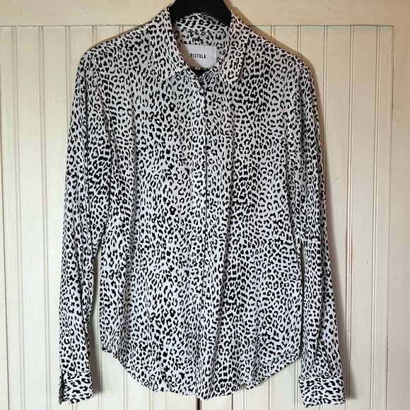Pistola Elle Leopard Print Baby Snap Front Shirt Size S EUC - Picture 1 of 12